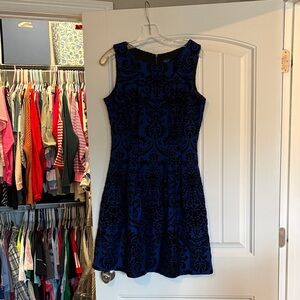 Elegant Black and Blue Patterned Dress